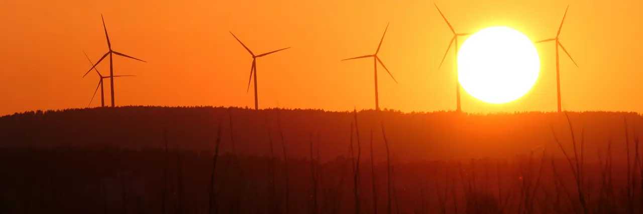 Windpark im Sonnenuntergang